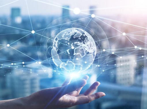 Global communication network concept. Digital transformation.